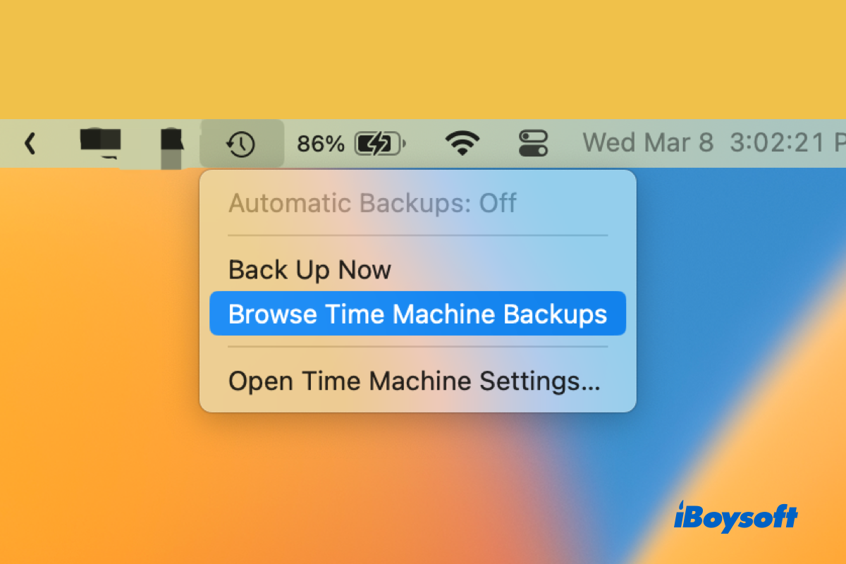 time machine restore greyed out